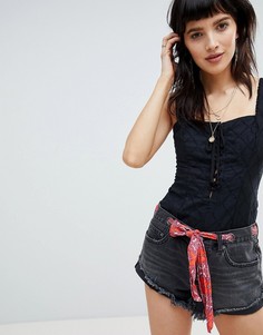 Боди со шнуровкой Free People - Черный
