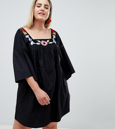 Свободный сарафан с вышивкой ASOS DESIGN Curve - Черный