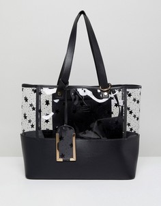 Пластиковая сумка-тоут с принтом звезд Yoki Fashion - Черный