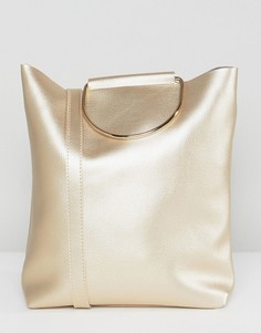 Перламутрово-золотистая сумка-тоут с наплечным ремешком и D-образным кольцом Yoki Fashion - Золотой