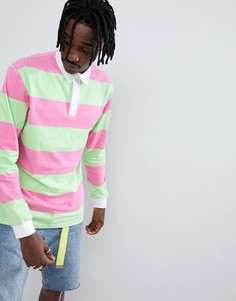 Поло регби свободного кроя с длинными рукавами в яркую полоску ASOS DESIGN - Мульти