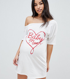 Трикотажная пляжная туника свободного кроя с надписью Babymoon ASOS DESIGN Maternity - Мульти