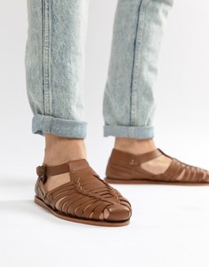 Светло-коричневые кожаные сандалии с плетеной отделкой Dune - Рыжий