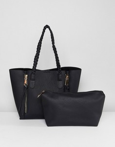 Черная сумка-тоут с молниями Yoki Fashion - Черный