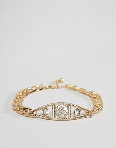 Золотистый браслет-цепочка в винтажном стиле с медальоном ASOS DESIGN - Золотой