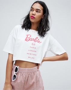 Укороченная футболка с принтом Barbie Missguided - Белый