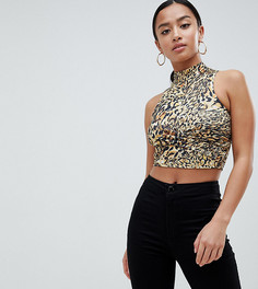 Кроп-топ без рукавов со звериным принтом ASOS DESIGN Petite - Мульти
