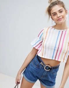 Укороченная футболка в разноцветную полоску PrettyLittleThing - Мульти
