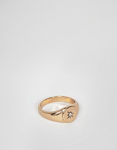 Золотистое кольцо-печатка Burton Menswear - Золотой