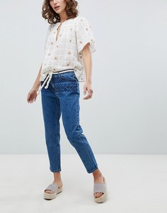 Укороченные джинсы с вышивкой Vanessa Bruno - Синий