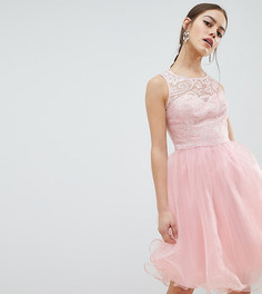 Платье миди для выпускного с кружевным лифом Chi Chi London Petite - Розовый