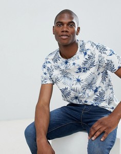 Светло-бежевая футболка с цветочным принтом Burton Menswear - Кремовый