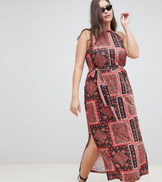 Сарафан макси с платочным принтом и поясом ASOS DESIGN Curve - Мульти