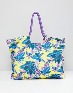 Пляжная сумка с тропическим принтом Monki - Желтый