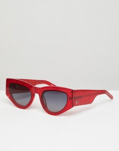 Красные блестящие солнцезащитные очки кошачий глаз Vow London Naomi - Красный