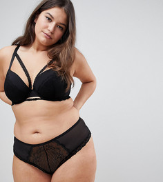 Бразильские трусы с кружевной отделкой New Look Curve - Черный