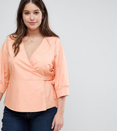 Блузка с запахом и пышными рукавами Fashion Union Plus - Оранжевый