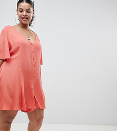 Свободный ромпер на пуговицах ASOS DESIGN Curve - Красный