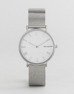 Серебристые часы с сетчатым ремешком Skagen SKW2712 - Серебряный