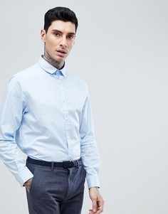 Однотонная поплиновая рубашка узкого кроя Process Black - Синий
