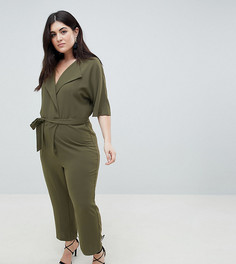 Комбинезон с запахом и поясом ASOS DESIGN Curve - Зеленый
