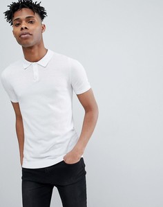 Белая обтягивающая трикотажная футболка-поло ASOS DESIGN - Белый
