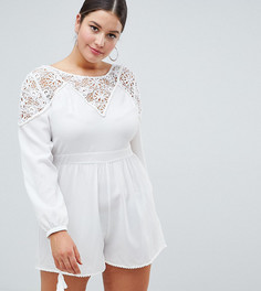 Ромпер с кружевной вставкой ASOS DESIGN Curve - Белый