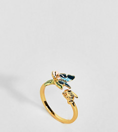 Позолоченное кольцо с эмалированной бабочкой Bill Skinner - Золотой