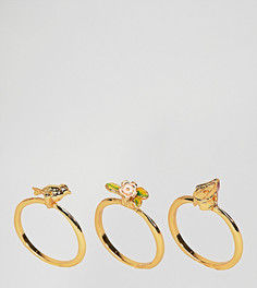 Позолоченные наборные кольца с отделкой в виде птицы Bill Skinner - Золотой