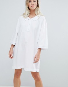 Белое платье-поло из пике Weekday - Белый