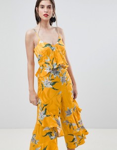 Комбинезон с оборками и цветочным принтом River Island - Желтый
