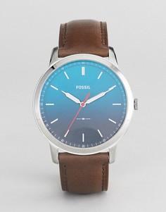 Часы с кожаным ремешком и циферблатом с эффектом омбре Fossil FS5440 The Minimalist - Коричневый