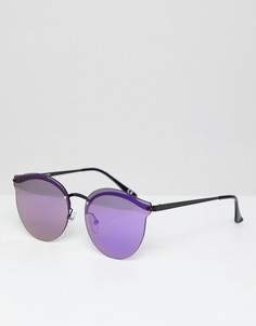 Черные круглые солнцезащитные очки с фиолетовыми накладными стеклами ASOS DESIGN - Черный
