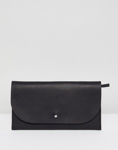 Кожаный кошелек с клапаном и заклепками ASOS DESIGN - Черный