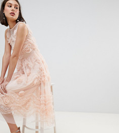 Платье миди из тюля с 3D отделкой Lace & Beads - Розовый