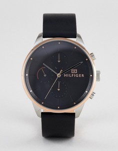 Часы с черным кожаным ремешком и хронографом Tommy Hilfiger 1791488 - 44 мм - Черный