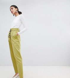 Зауженные брюки с контрастным поясом ASOS DESIGN Tall - Зеленый