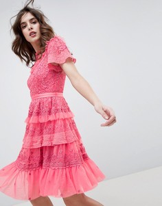 Розовое платье мини с ярусной юбкой Needle & Thread - Розовый