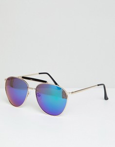 Золотистые солнцезащитные очки-авиаторы с зеркальными стеклами ASOS DESIGN - Золотой