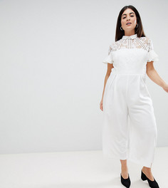 Комбинезон с кружевным топом и кюлотами ASOS DESIGN Curve - Белый