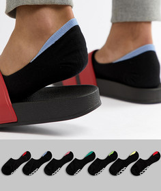 7 пар невидимых носков с контрастной отделкой на пятке и логотипом на подошве ASOS DESIGN - Черный
