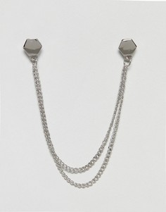 Серебристая цепочка с элементами в виде многоугольников Burton Menswear - Серебряный