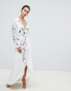 Платье макси с запахом и цветочной вышивкой Hope & Ivy - Белый