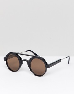 Черные круглые солнцезащитные очки с коричневыми стеклами Spitfire - Черный