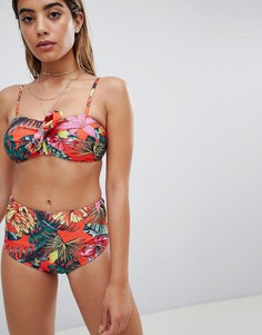 Плавки бикини с завышенной талией и тропическим принтом Missguided - Мульти