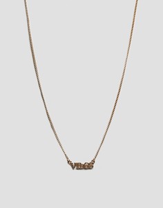 Ожерелье с подвеской в виде надписи Vibes ASOS - Золотой