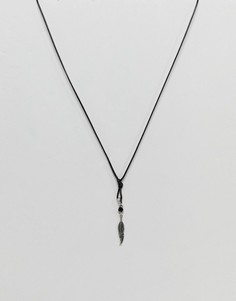 Ожерелье-шнурок с серебристым пером-подвеской ASOS DESIGN - Черный