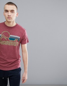 Бордовая футболка с винтажным логотипом на груди Marmot Coastal - Красный