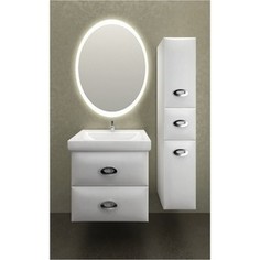 Мебель для ванной 1Marka Marka One Ovale 70, тумба с раковиной, зеркало с подсветкой, белая