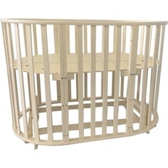 Кроватка трансформер Briciola овальная 5 в 1 маятник поперечный, крем (BR2020)